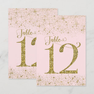 Convites Números de Tabela de Largura Dourada Rosa Numerado