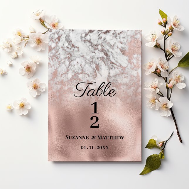 Convites Números de Tabela de Mármore Ouro das cinzas Elega (Elegant gray white rose gold marble Table Numbers)