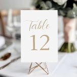 Convites Números de Tabela de Recepção de casamento Dourada<br><div class="desc">Layout simples para os Números de Tabela de Recepções de casamento na cor ouro. Para obter informações sobre alterações de design personalizadas pelo designer independente,  envie um email para paula@labellarue.com ANTES de personalizar ou fazer um pedido.</div>