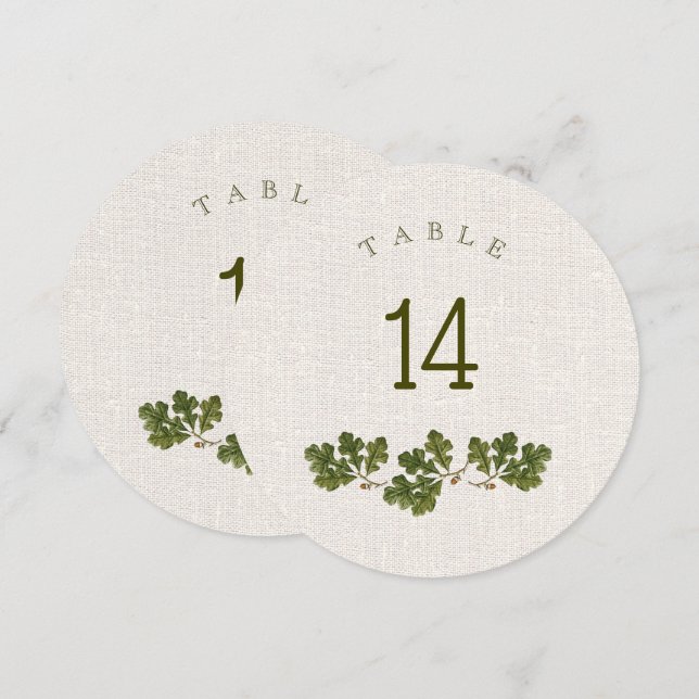 Convites Números de Tabela de Textura de Burlap Das Folhas  (Frente/Verso)