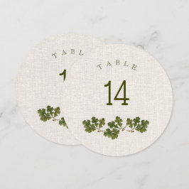 Convites Números de Tabela de Textura de Burlap Das Folhas 