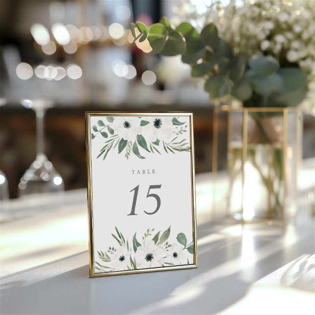Convites Números de Tabela Eucalyptus Sage & Dusty (Anemones Sage & Dusty Eucalyptus Table Number)