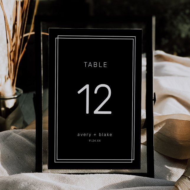 Convites Números de Tabela Negra Moderna AVERY (AVERY Modern Black Wedding Table Numbers)