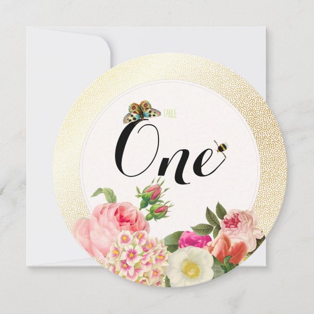 Convites Números de tabela/speck dourados falsos de PixDezi (Frente)