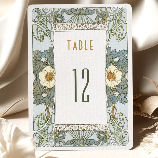 Convites Números de Tabela Vintage Art Nouveau Wedding (Criador carregado)