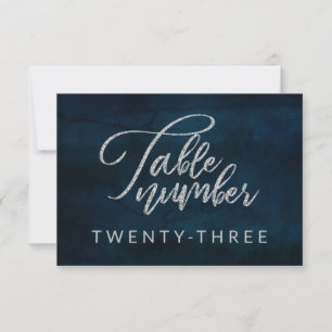 Convites Números de Tabelas de Casamento de Prata Azul-mari