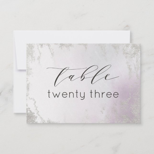 Convites Números de Tabelas de Casamento de Prata Roxo-Lava (Frente)