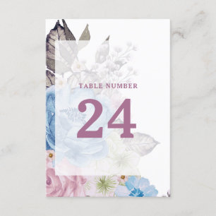 Convites Números de Tabelas de Casamento Floral Azul em Sír