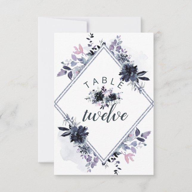 Convites Números De Tabelas De Casamento Floral Nocturno (Frente)
