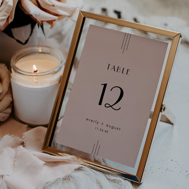 Convites Números de Tabelas de Casamento Rosa SEMPRE - Arte (EVERLY Art Deco Blush Pink Wedding Table Numbers)