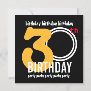 Convites Números grandes modernos do aniversário de 30 anos