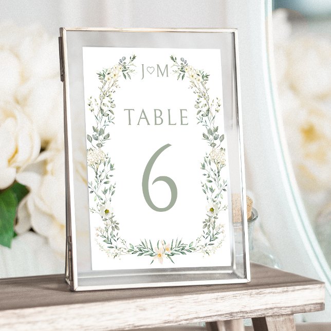 Convites Números russos de mesa de casamento do eucalipto (Criador carregado)