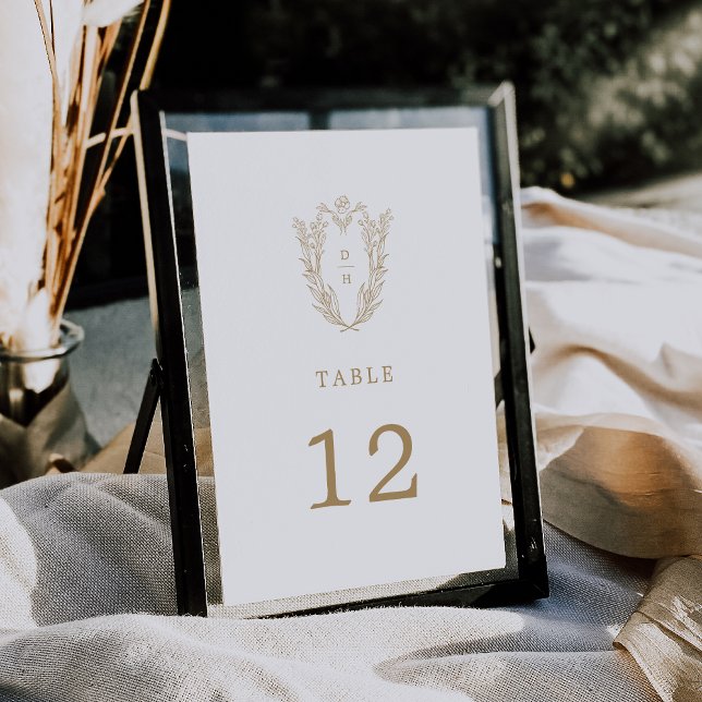 Convites Números Simples de Tabelas Brancas Douradas DAPHNE (DAPHNE Simple Gold White Wedding Table Numbers)