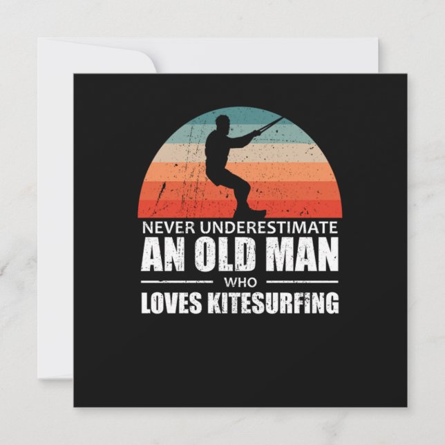 Convites Nunca Subestime Um Velho Adora Kitesurfing (Frente)