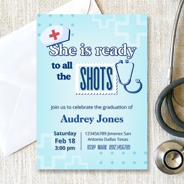 Convites Nurse Graduation Party  (Nurse Graduation Party Invitation)