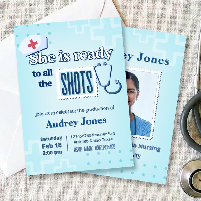 Convites Nurse Graduation Party with Photo (Nurse Graduation Party with Photo Invitation)