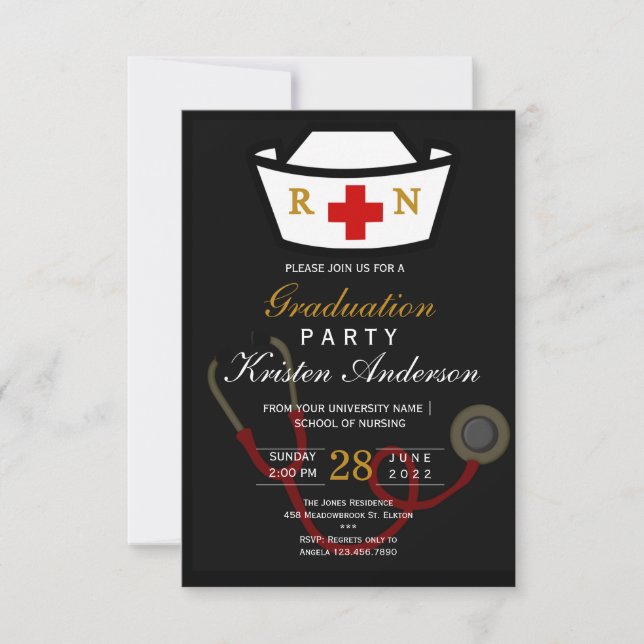 Convites Nursing Graduation Invitation (Frente)