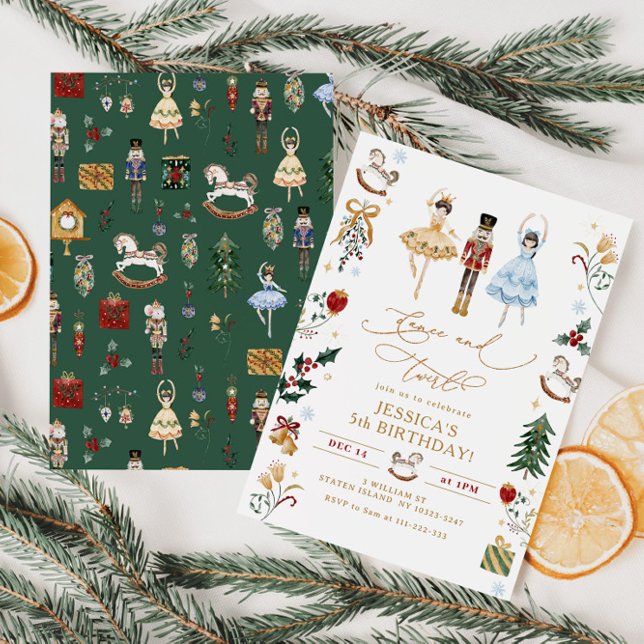 Convites Nutcracker bailerina dança e aniversário de gêmeos (Criador carregado)