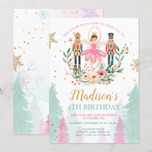 Convites Nutcracker Birthday Garota Balé Suger Plum
