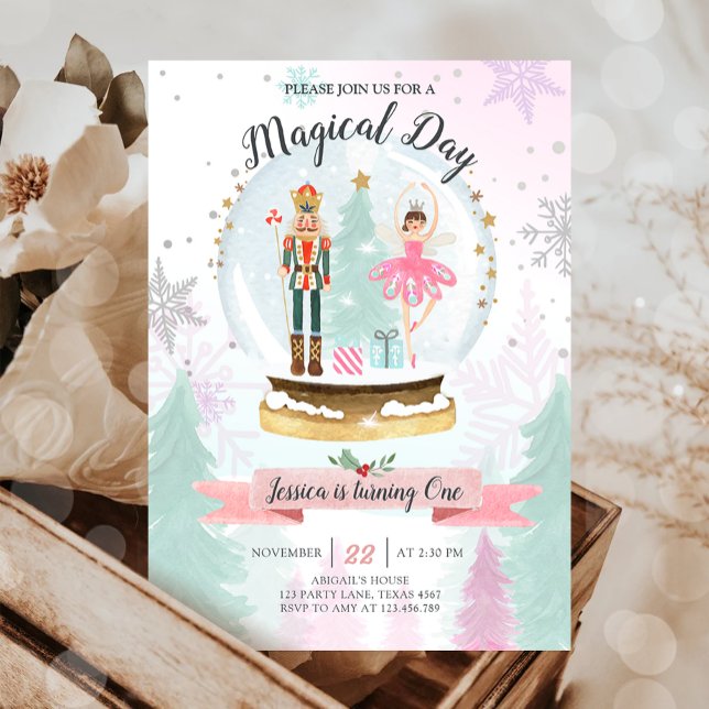 Convites Nutcracker Birthday Girl Land of Sweet Fairy Pink (Criador carregado)