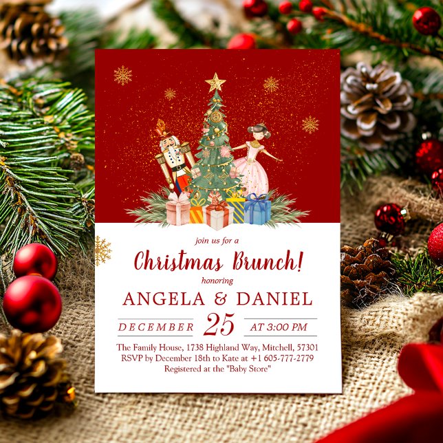Convites Nutcracker Chá de fraldas Brunch (Nutcracker Baby Shower Christmas Brunch Invitation)