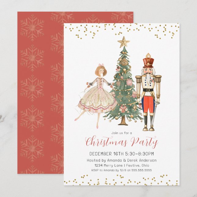 Convites Nutcracker Christmas Party Invitation (Frente/Verso)