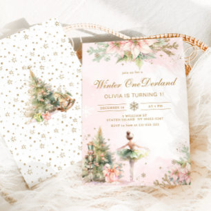 Convites Nutcracker Onederland de Inverno 1º aniversário pa
