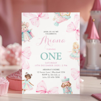 Convites Nutcracker Onederland Girl Primeiro Aniversário
