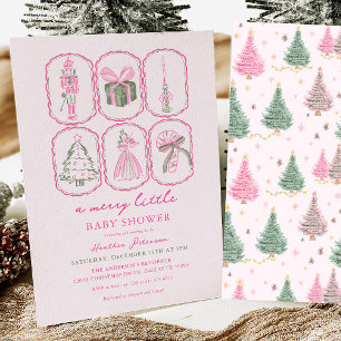 Convites Nutcracker Rosa Um Chuveirinho de Bebê Alegre
