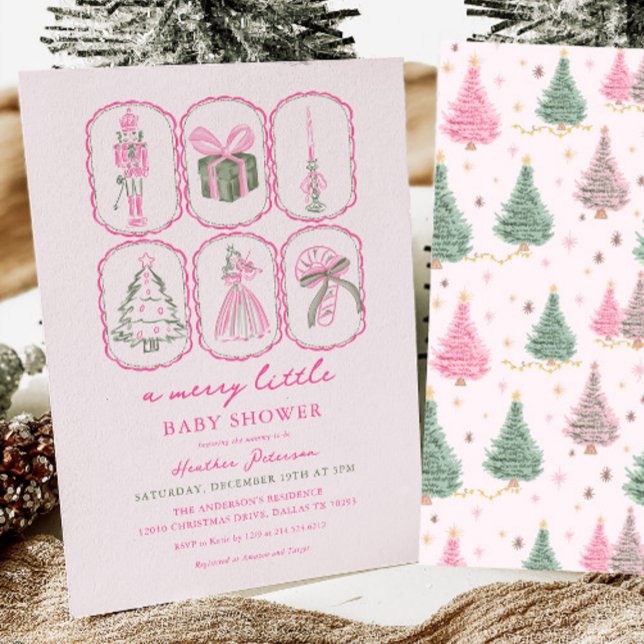 Convites Nutcracker Rosa Um Chuveirinho de Bebê Alegre (Criador carregado)
