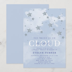 Convites Nuvem de Aquarela 9 Estrelas Azul Branco Chuveiro