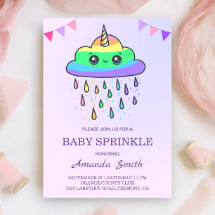 Convites Nuvem de Cawaii Rainbow Unicórn Baby Sprinkle