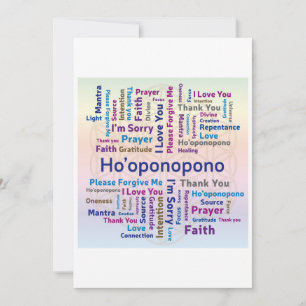 Convites Nuvem de Palavras Ho'oponopono - Mantra - Autoamor