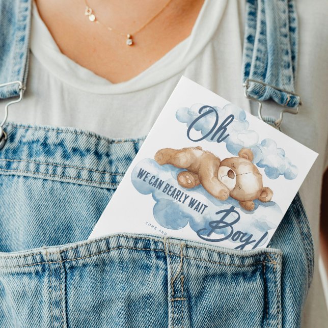 Convites Nuvem de Ursinho de Aquarela do Chá de fraldas do  (Criador carregado)