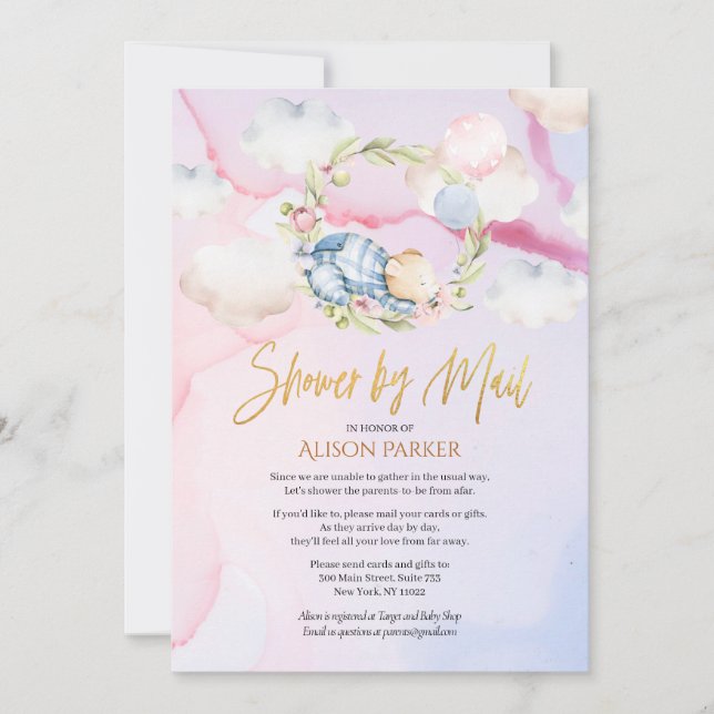 Convites Nuvem do Urso da Floresta em Branco adormecida | C (Frente)