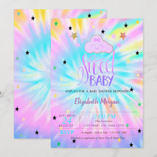 Convites Nuvem Fofa, Estrelas, Doce Bebê Tie Dye Baby Showe