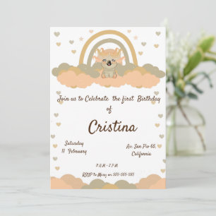 Convites Nuvem Mágica Arco-íris Festa do Urso Koala