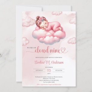 Convites Nuvem nove bebê dormindo em aquarela