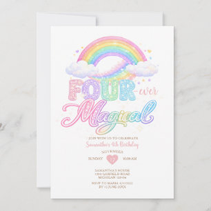 Convites Nuvem Pastel Arco-íris Mágico 4º aniversário