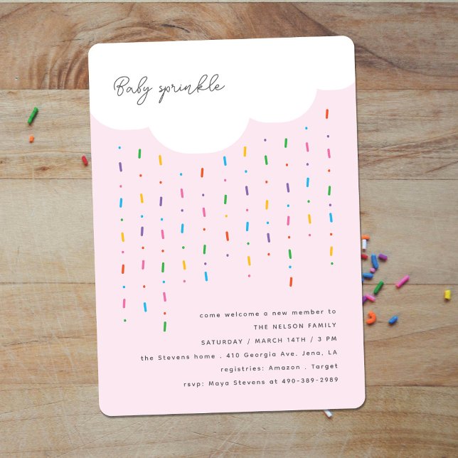 Convites Nuvem Rosa de Sprinkles para Baby Sprinkle & Confe (Criador carregado)