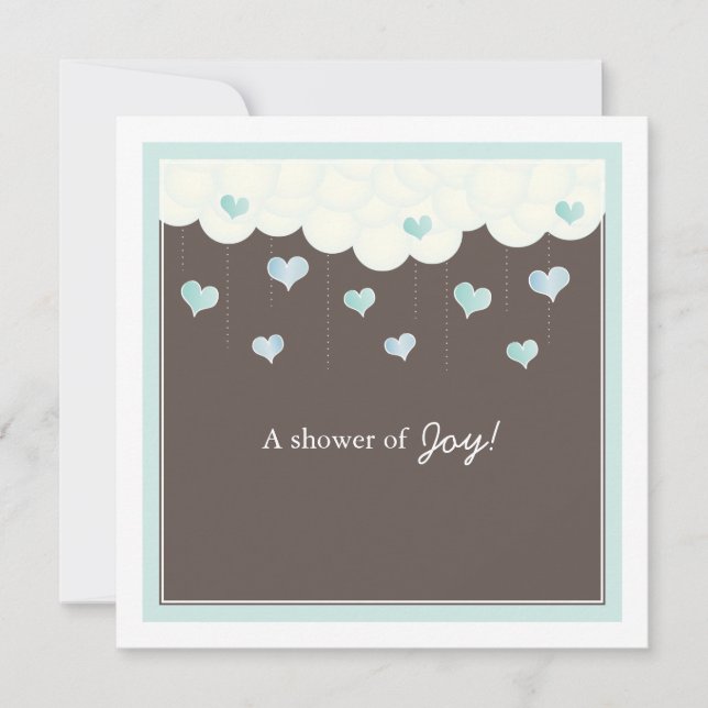 Convites Nuvens & chá de fraldas dos corações para o (Frente)