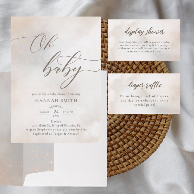 Convites Nuvens de Aquarelas Oh Chá de fraldas (Criador carregado)