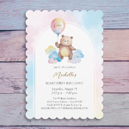 Convites Nuvens de Balão de Urso de Pelúcia Primeiro Aniver