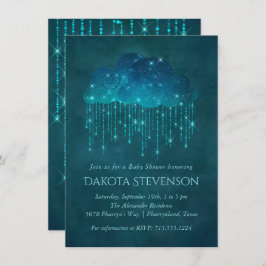 Convites Nuvens de Chuva Espumantes | Moody Teal Chá de fra