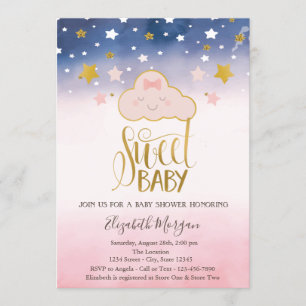 Convites Nuvens de Estrelas Doces Baby Shower