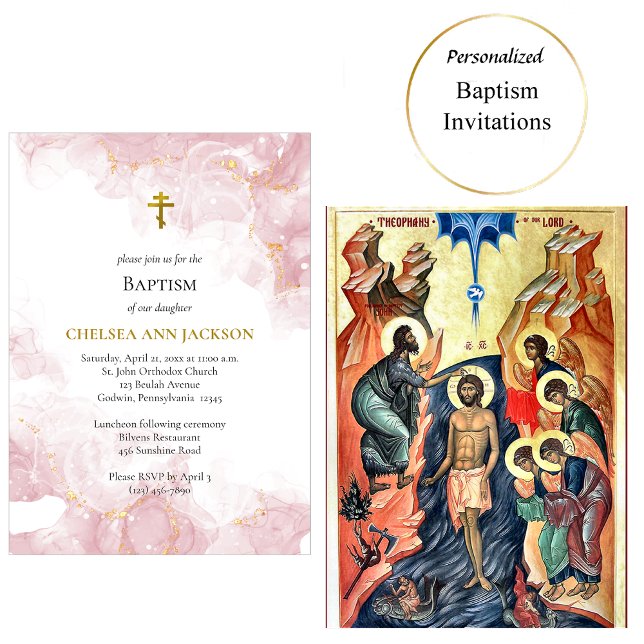 Convites Nuvens Rosa - Batismo Ortodoxo (Criador carregado)
