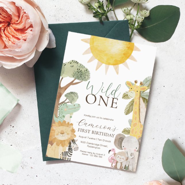 Convites Nyala Safari Animais Primeiro Aniversário (Criador carregado)