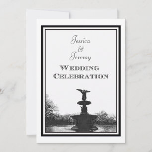 Convites NYC Central Park Bethesda Fonte Casamento DIY Grav