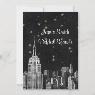 Convites NYC ESB Silhueta Etched Preta Estrela Bridal Showr