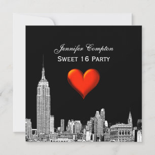 Convites NYC Skyline 01 Etch DIY BG Color SQ Sweet 16